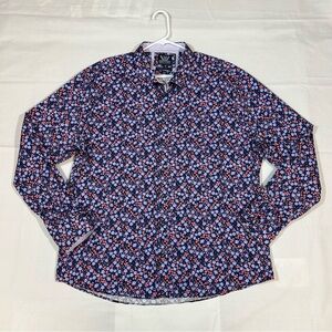 Thomson & Richards Men's 4XL Floral Button Up Dress L/S Shirt Italian Fabric EUC